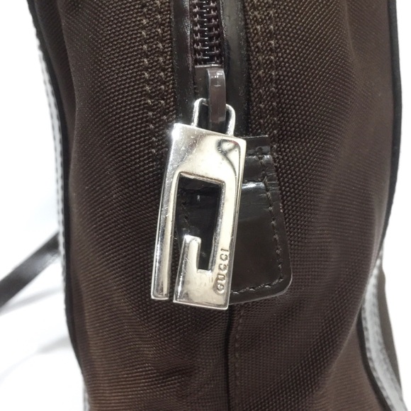 Gucci brown nylon and leather vintage mini satchel bag - Picture 4 of 11